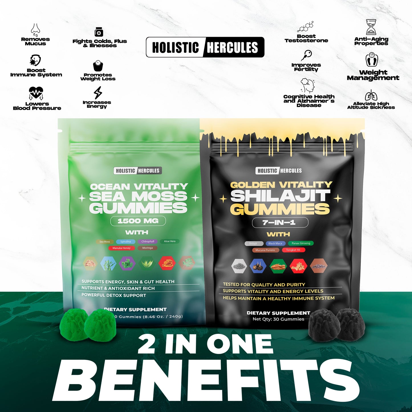 Hercules Shilajit & Sea Moss Gummies (90 Day Supply)