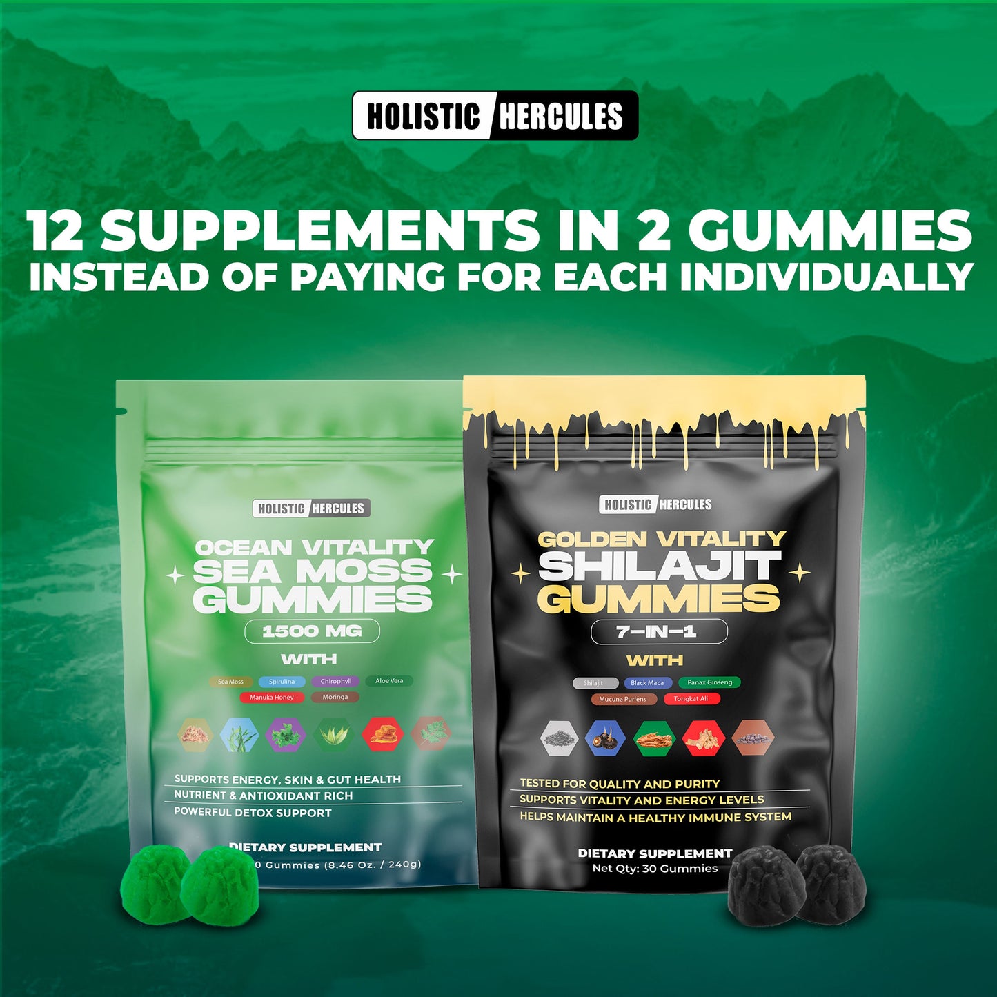 Hercules Shilajit & Sea Moss Gummies Bundle